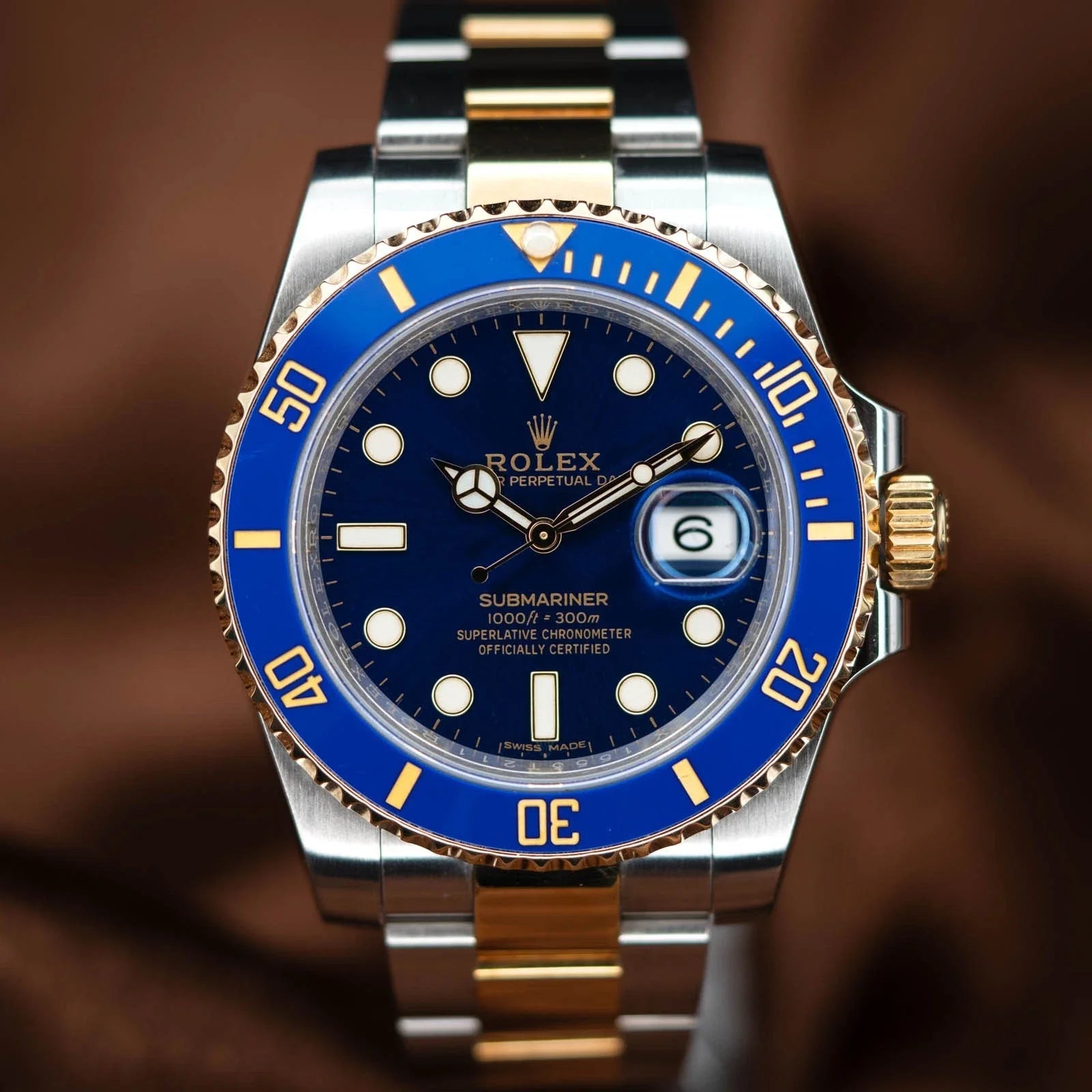 ROLEX Submariner Bluesy 18kt Gold & SS Blue Sunburst Dial 116613LB