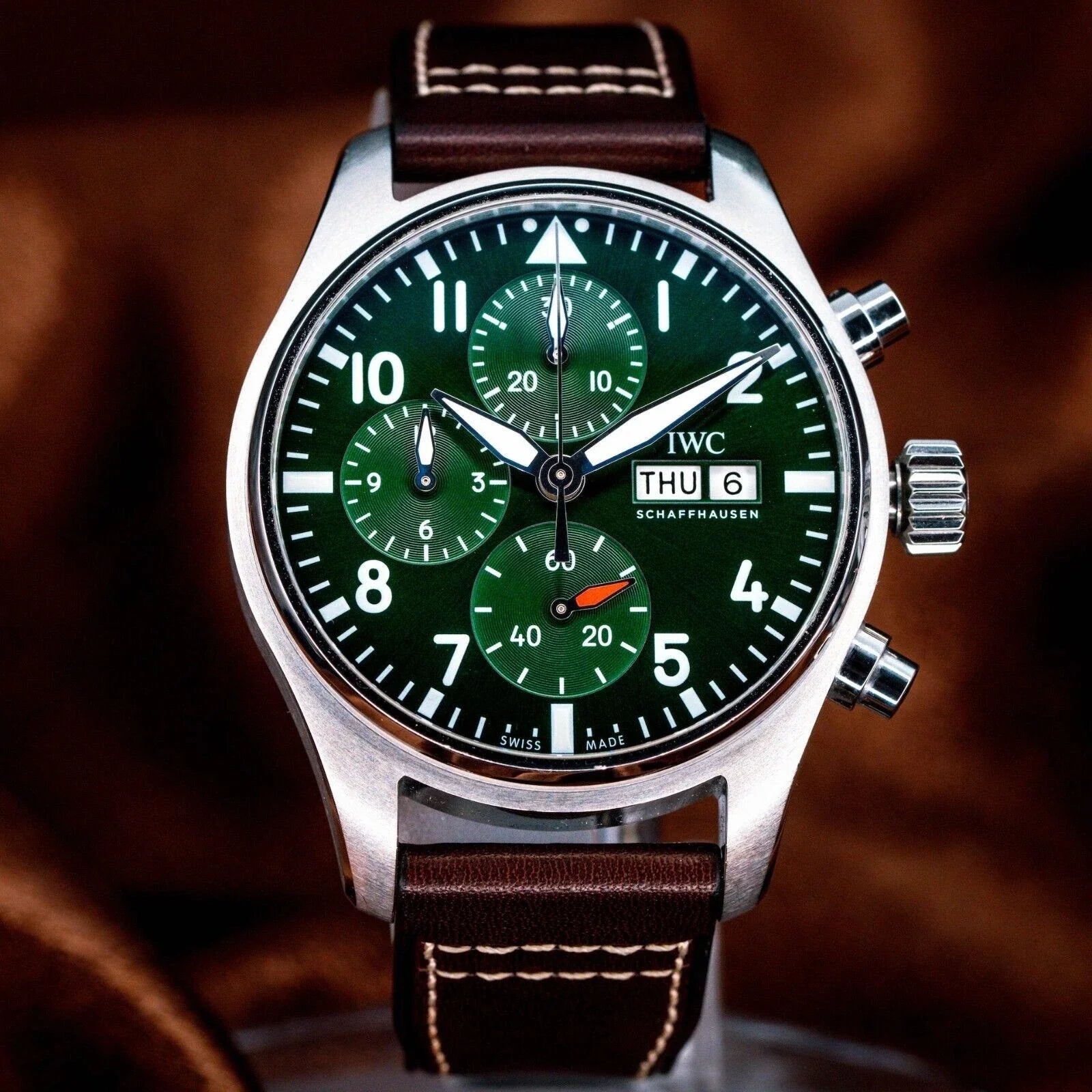 IWC Pilot Chronograph - 41mm Stainless Steel Green Dial Men's Watch (IW388103)