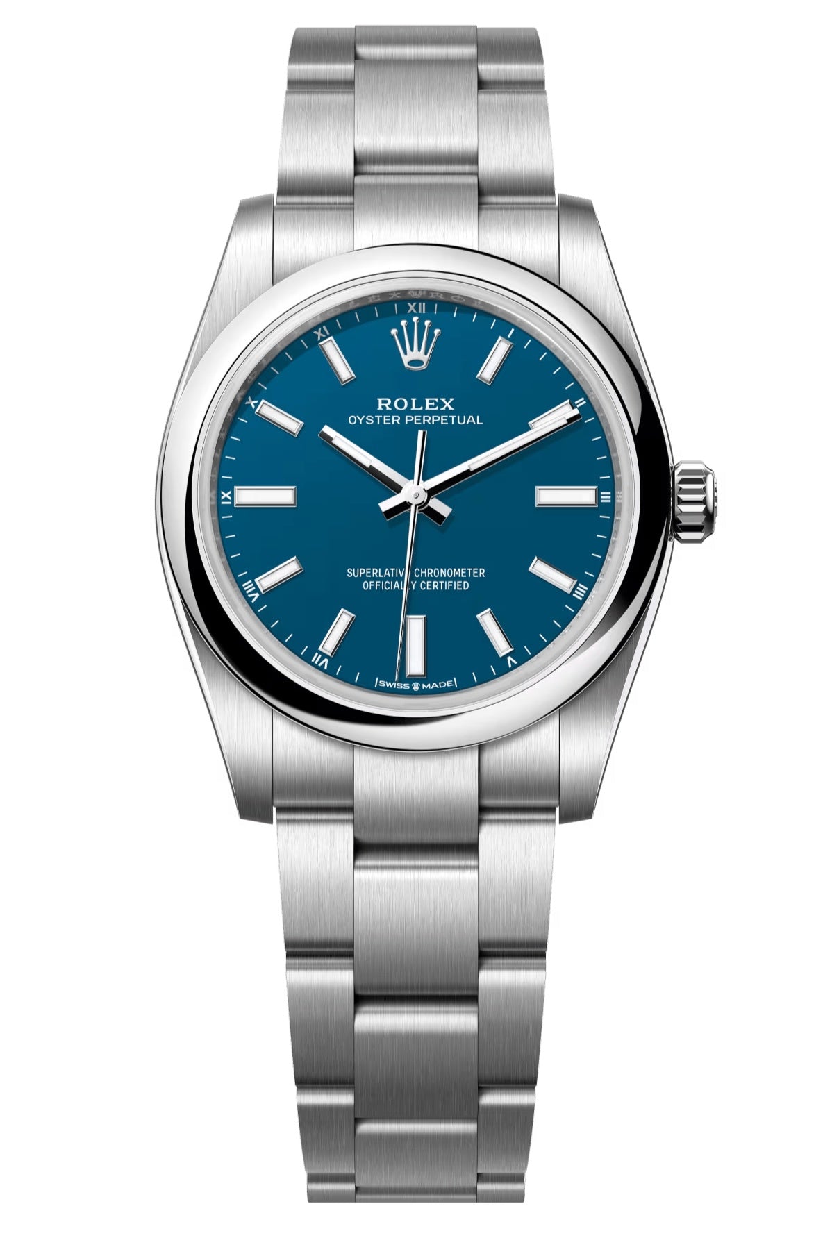 Rolex Oyster Perpetual 34mm Medium Blue Dial Oyster Bracelet