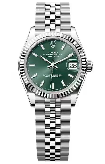 Rolex Lady-Datejust 31mm Green Index Dial Fluted Bezel Jubilee Bracelet