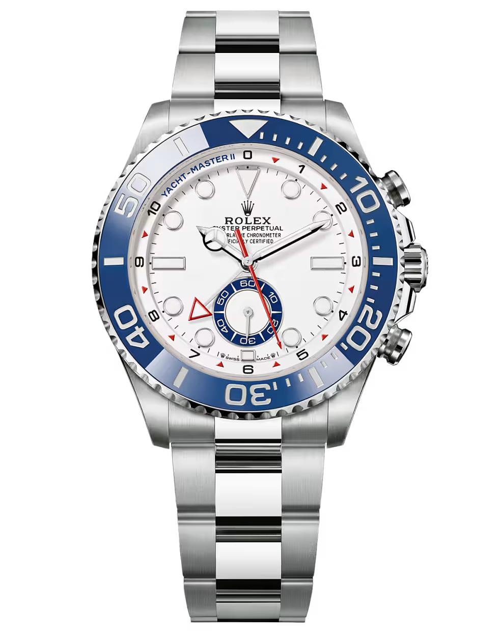 Rolex Yacht-Master II 44mm Oystersteel White Dial Blue Cerachrom Bezel