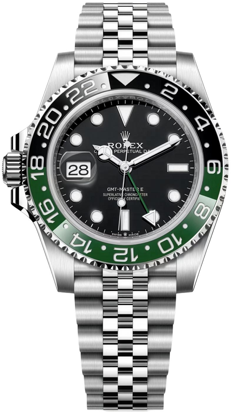 Rolex GMT-Master II "Sprite" 40mm Left-Handed Black Dial Green and Black Bezel Jubilee Bracelet