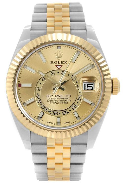 Rolex Sky-Dweller Two-Tone 42mm Champagne Dial Jubilee
