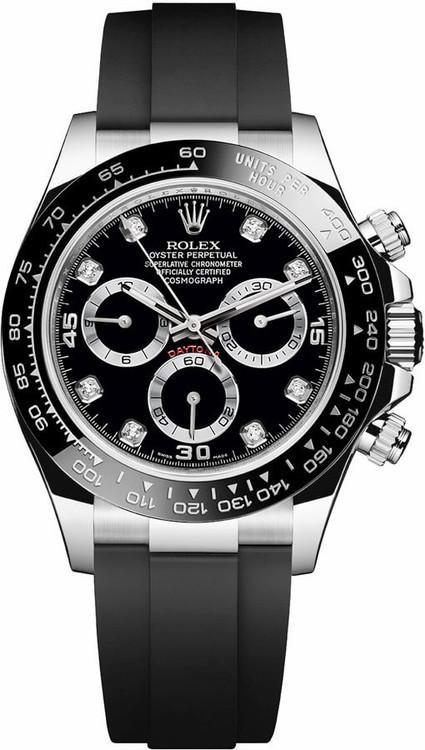 Rolex Daytona Rose Gold 40mm Black Diamond Dial Oysterflex