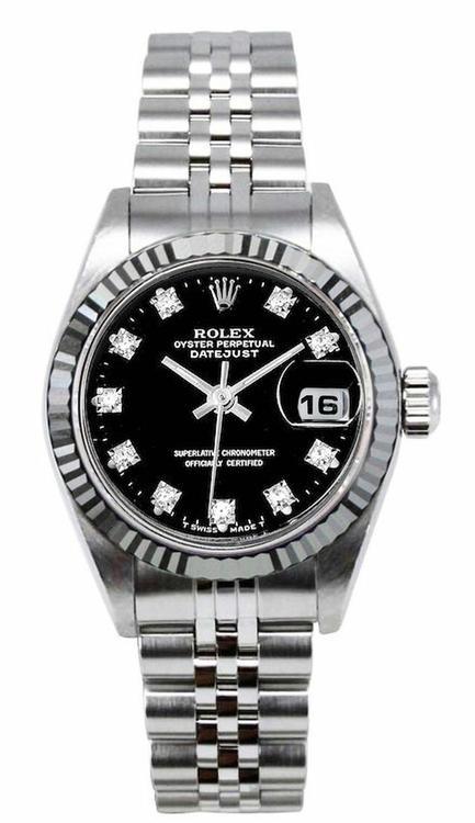 Rolex Lady-Datejust Stainless Steel 26mm Black Diamond Dial