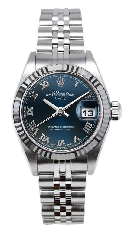 Rolex Lady-Datejust Stainless Steel 26mm Blue Roman Dial