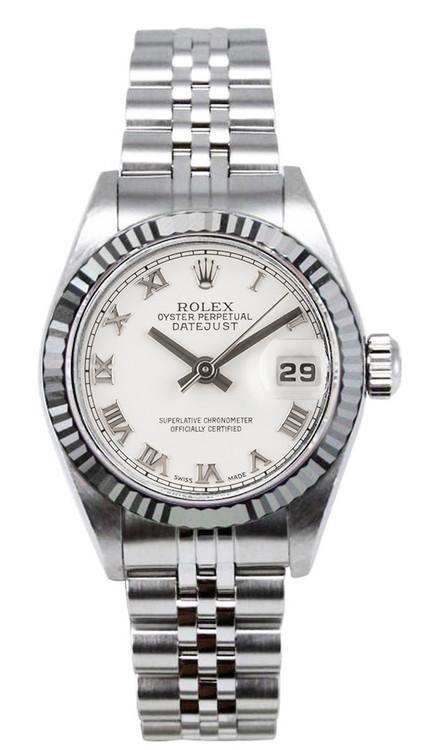 Rolex Lady-Datejust Stainless Steel 26mm White Roman Dial