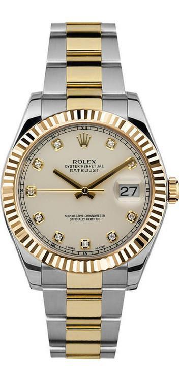 Rolex Datejust II Two-Tone 41mm Factory Ivory Diamond Dial