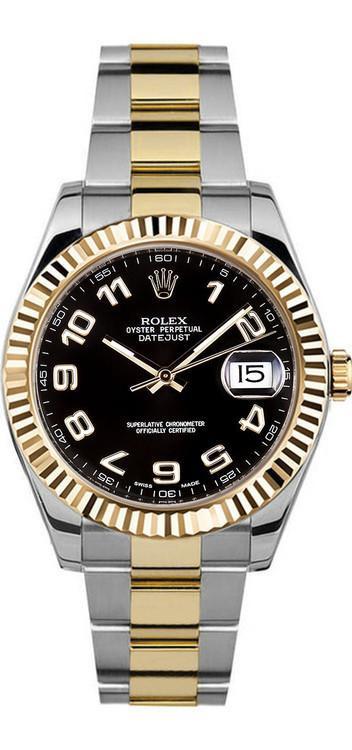 Rolex Datejust II Two-Tone 41mm Black Arabic Dial