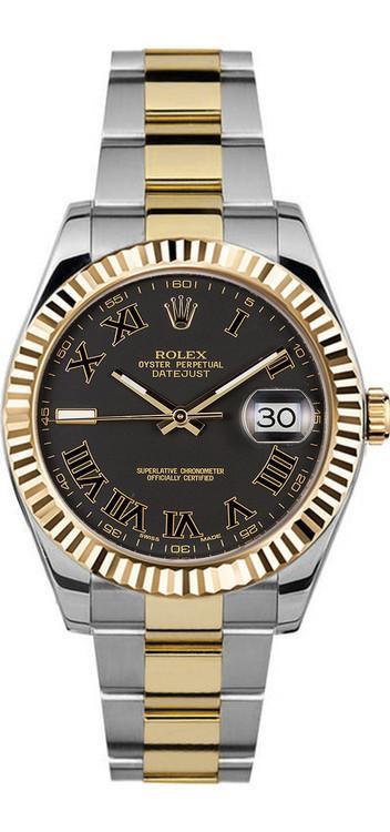 Rolex Datejust II Two-Tone 41mm Matte Black Roman Dial
