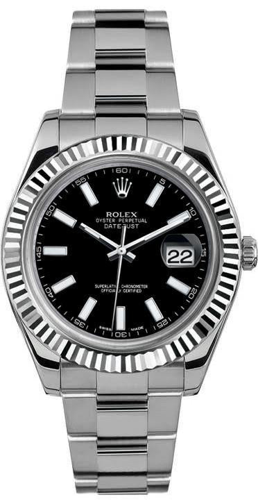 Rolex Datejust II Stainless Steel 41mm Black Index Dial