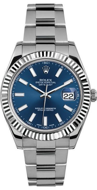 Rolex Datejust II Stainless Steel 41mm Blue Index Dial