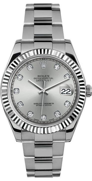 Rolex Datejust II Stainless Steel 41mm Silver Diamond Dial