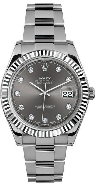Rolex Datejust II Stainless Steel 41mm Rhodium Diamond Dial