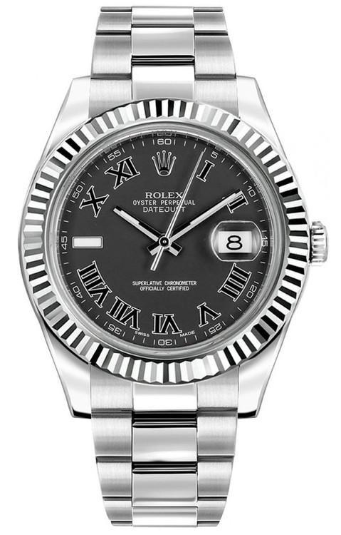 Rolex Datejust II Stainless Steel 41mm Black Roman Dial