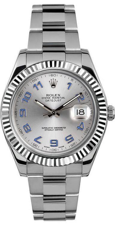 Rolex Datejust II Stainless Steel 41mm Silver Blue Arabic Dial