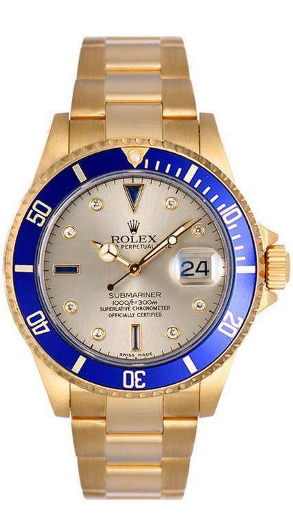 Rolex Submariner Two-Tone Factory Silver Diamond Serti Dial
