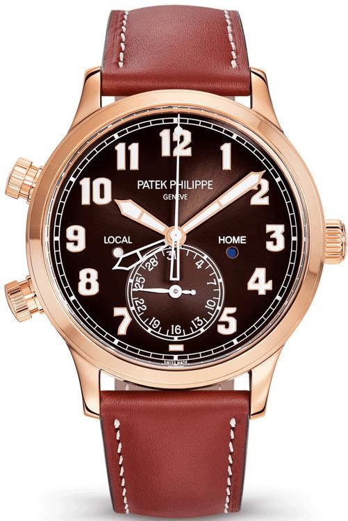 Patek Philippe Calatrava Pilot Travel Time 18k Rose Gold 42mm Brown Dial