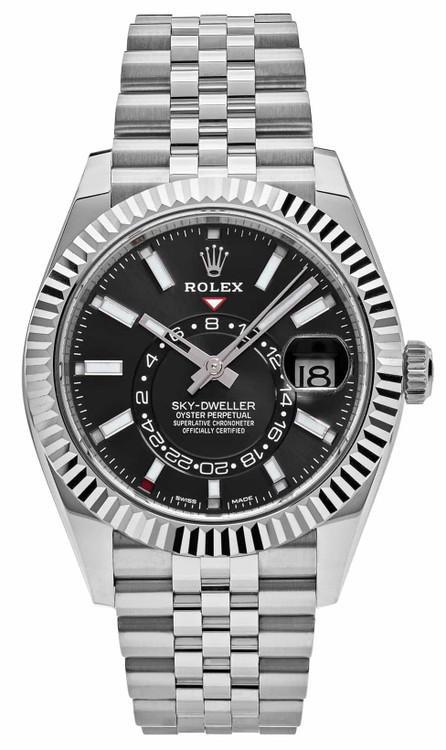 Rolex Sky-Dweller Stainless Steel Black Dial Jubilee