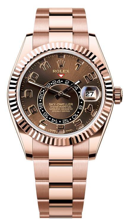 Rolex Sky-Dweller 18k Rose Gold 42mm Chocolate Arabic Dial