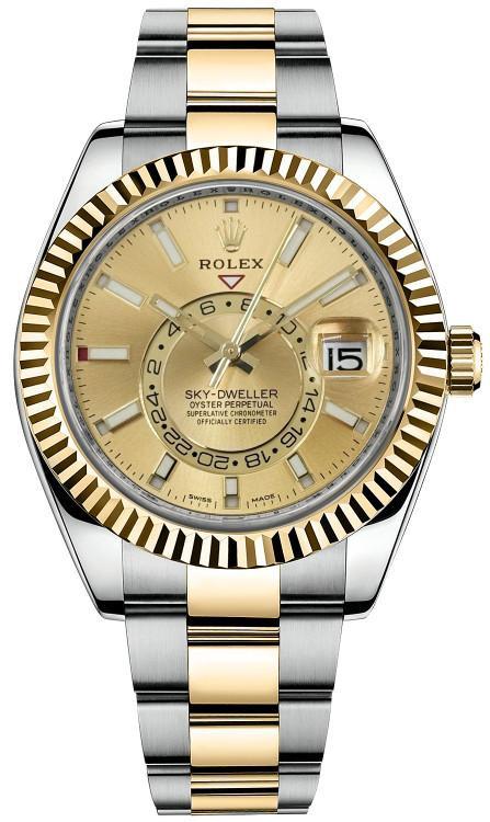 Rolex Sky-Dweller Two-Tone 42mm Champagne Dial Oyster