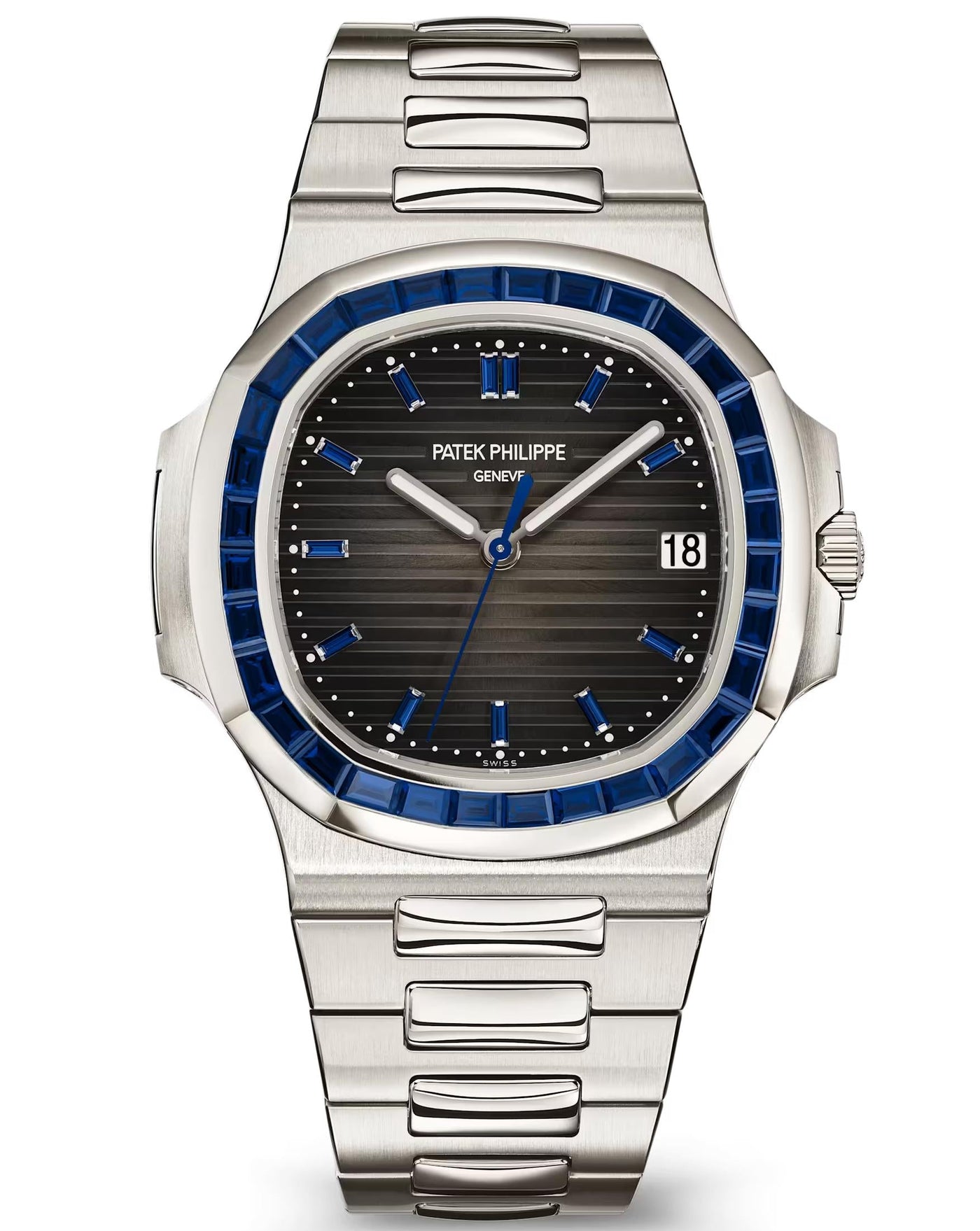Patek Philippe Nautilus Joaillerie 40mm Platinum Charcoal Gray Dial Sapphire Bezel