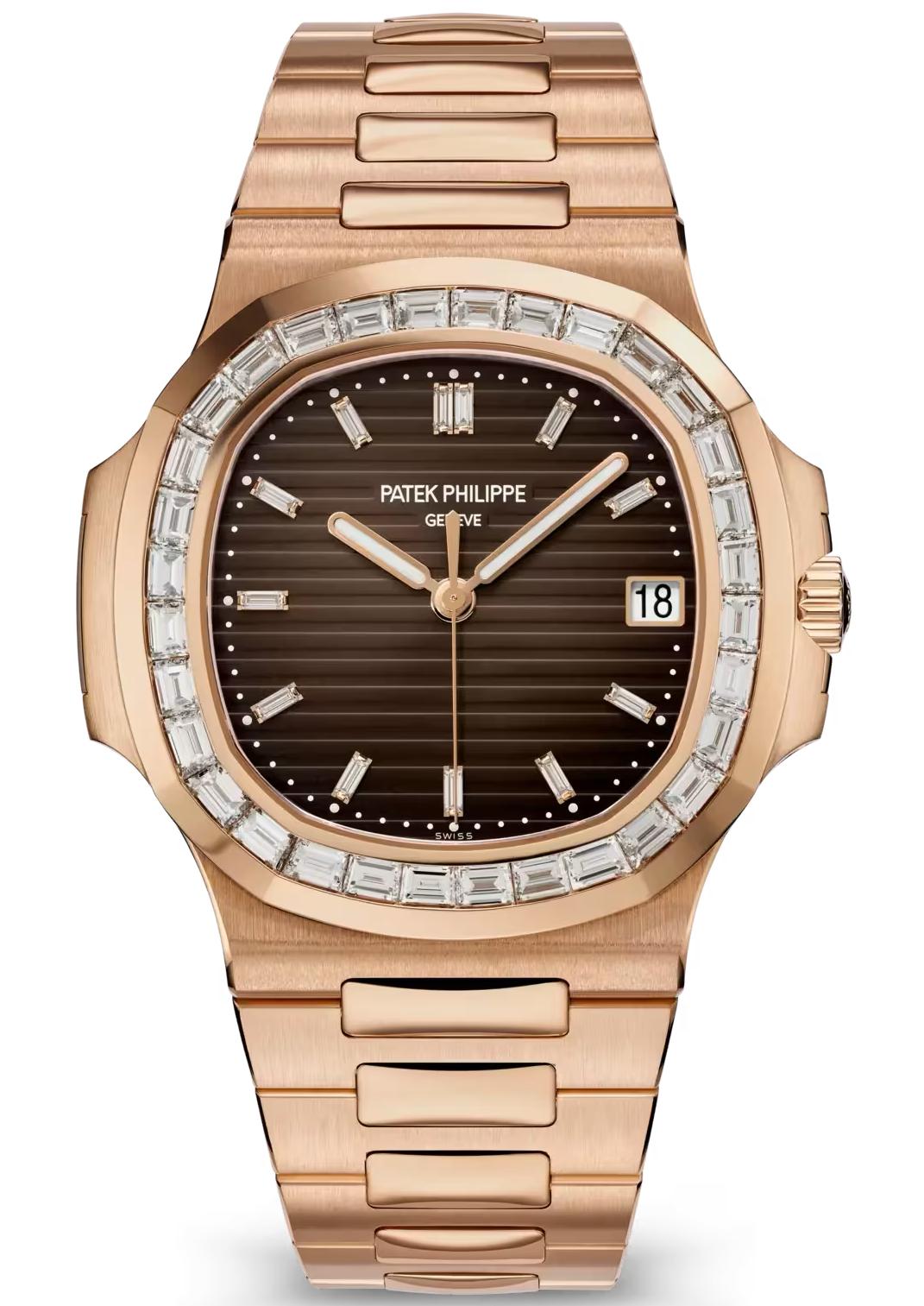Patek Philippe Nautilus Joaillerie 40mm Rose Gold Brown Dial Diamond Bezel