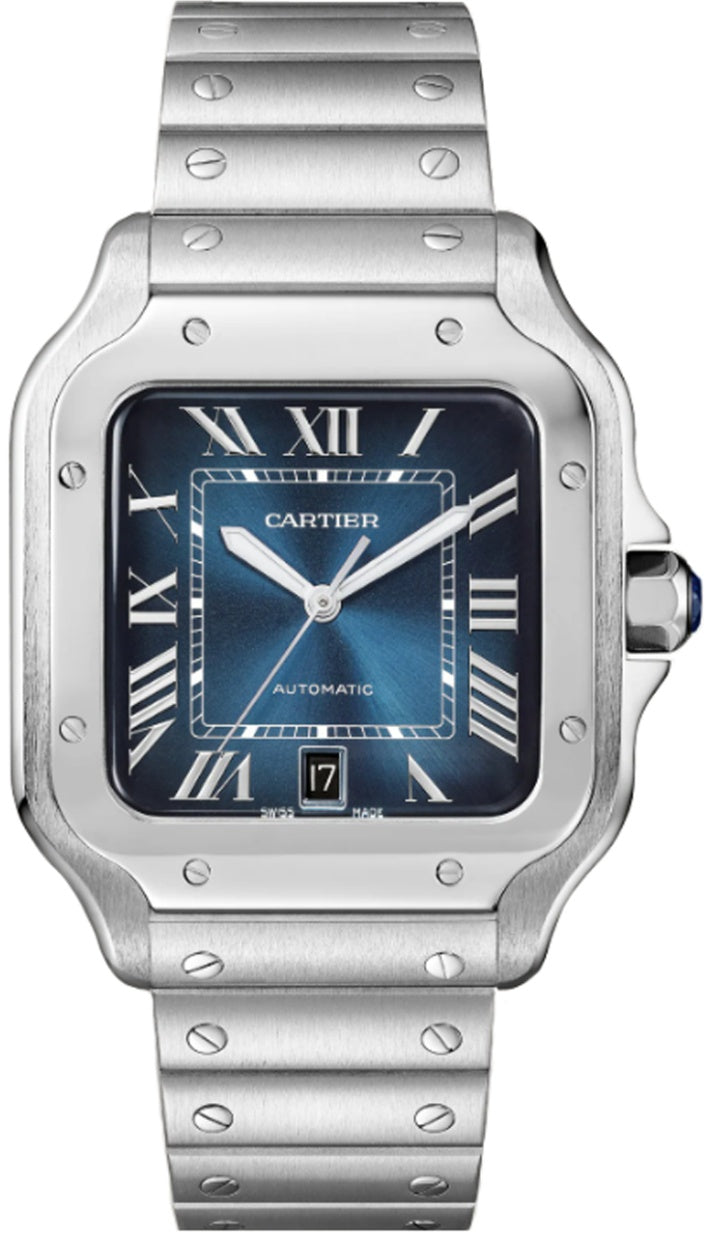 Cartier Santos Large Steel Blue Dial