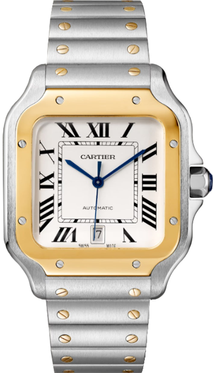 Cartier Santos Large Two-Tone Yellow Gold White Dial