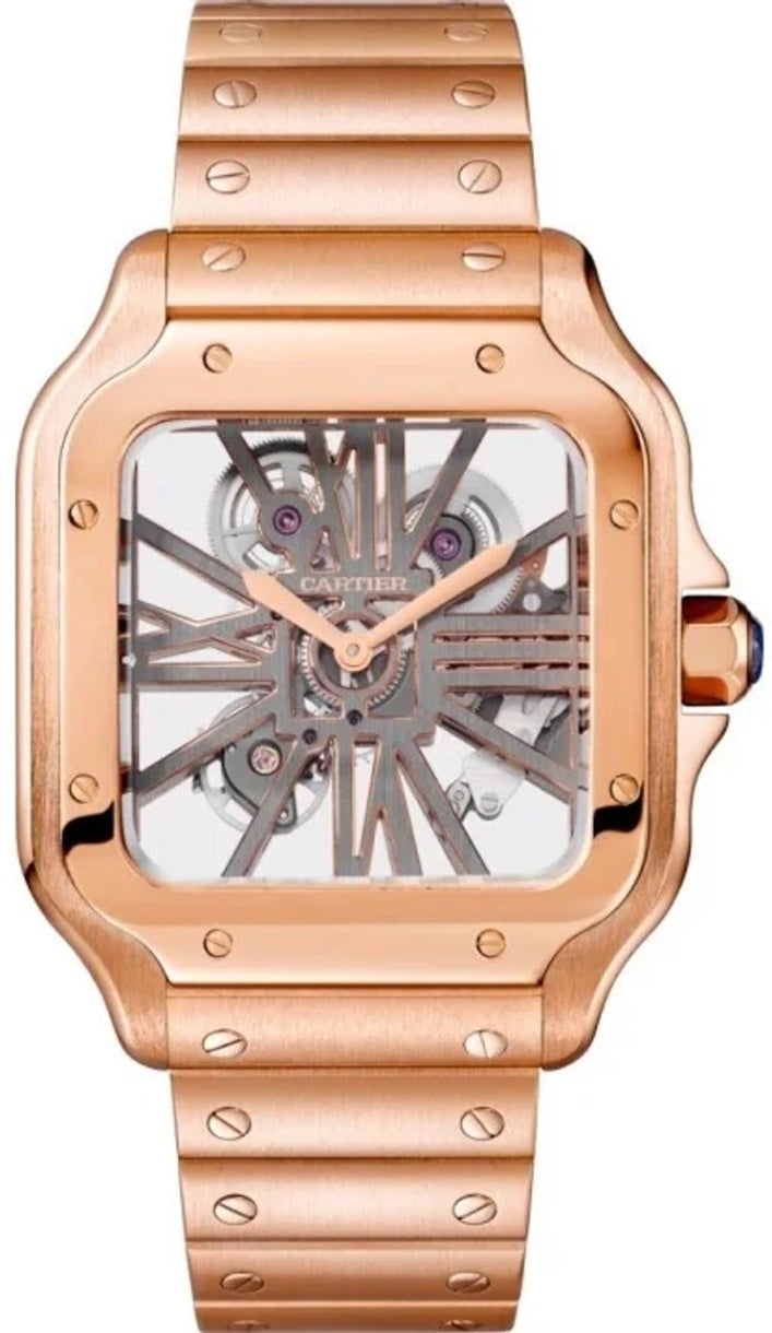 Cartier Santos Large Rose Gold Skeleton Dial