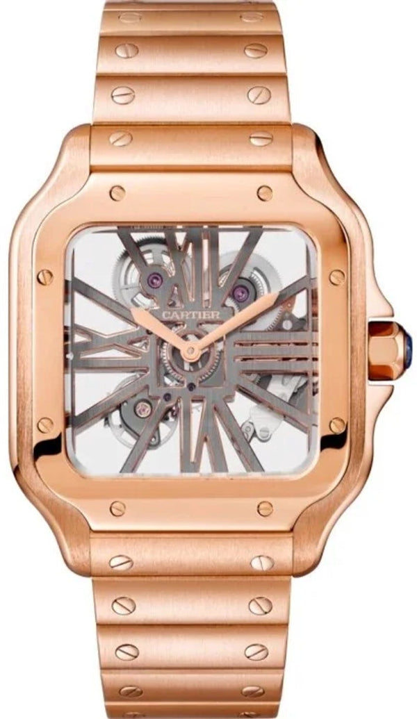 Cartier Santos Large Rose Gold Skeleton Dial