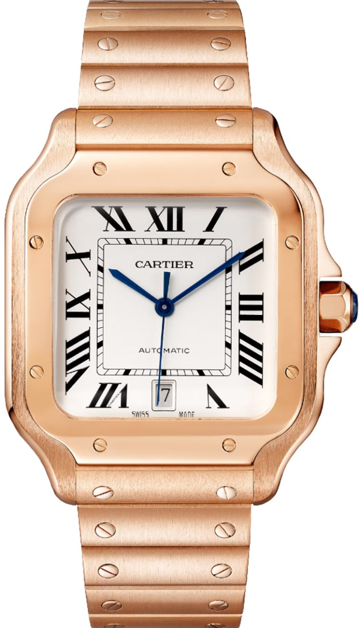 Cartier Santos Large Rose Gold White Dial