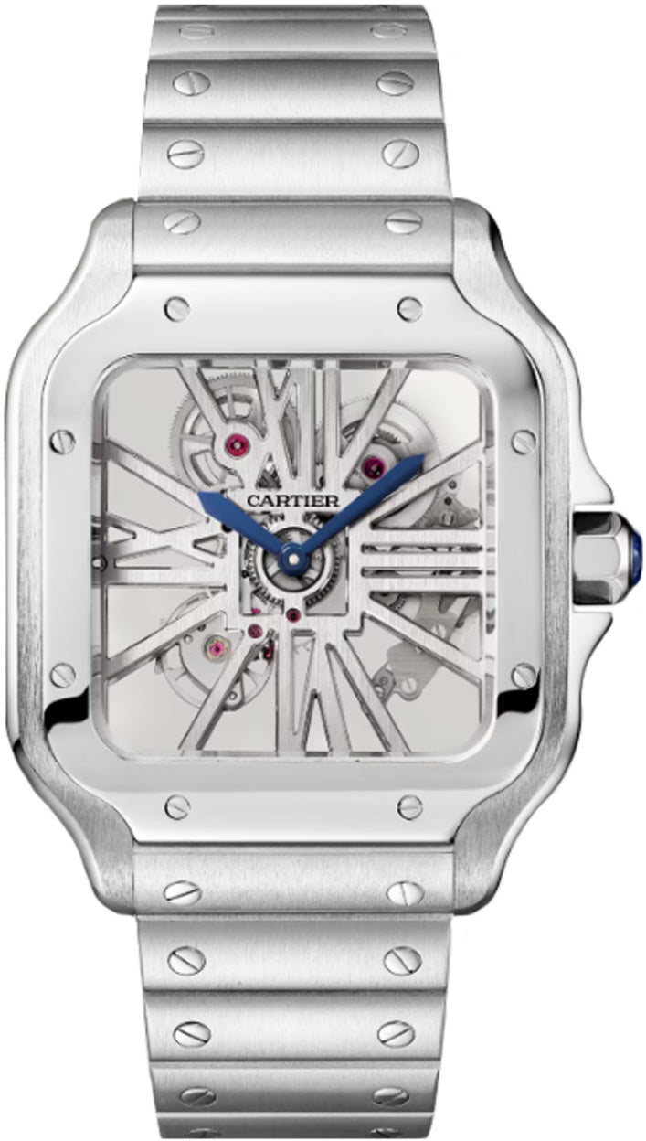 Cartier Santos Large Steel Skeleton Dial