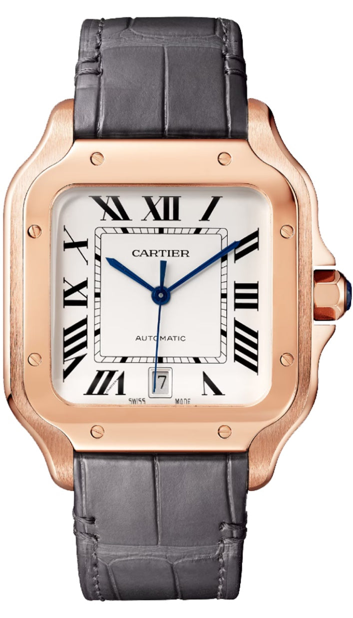 Cartier Santos Large Rose Gold and Steel White Dial