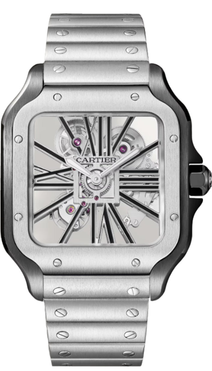 Cartier Santos Large Black ADLC Skeleton Dial
