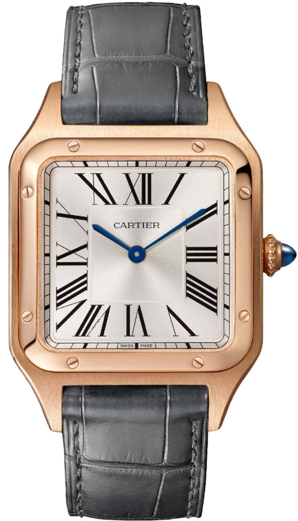 Cartier Santos-Dumont Large Rose Gold Satin-Brushed Silver Dial