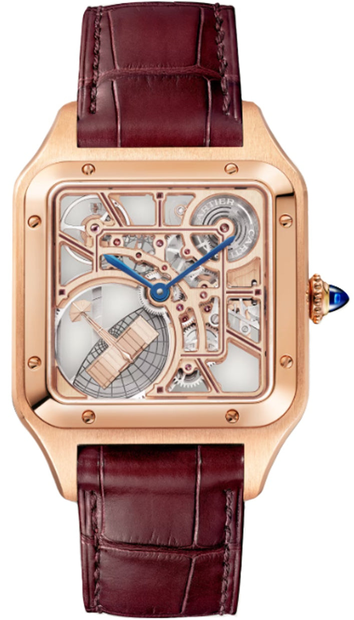 Cartier Santos-Dumont Large Rose Gold Skeleton Dial Micro-Rotor