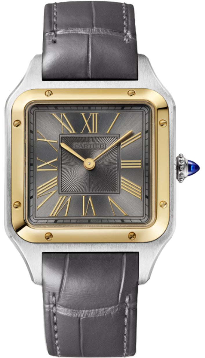 Cartier Santos-Dumont Large Steel and Yellow Gold Gray Dial