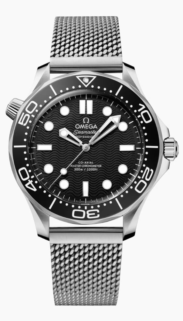 Omega Seamaster Diver 300M Black Dial Steel Mesh Bracelet