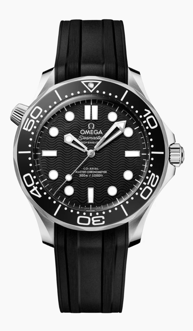 Omega Seamaster Diver 300M Black Dial Rubber Strap