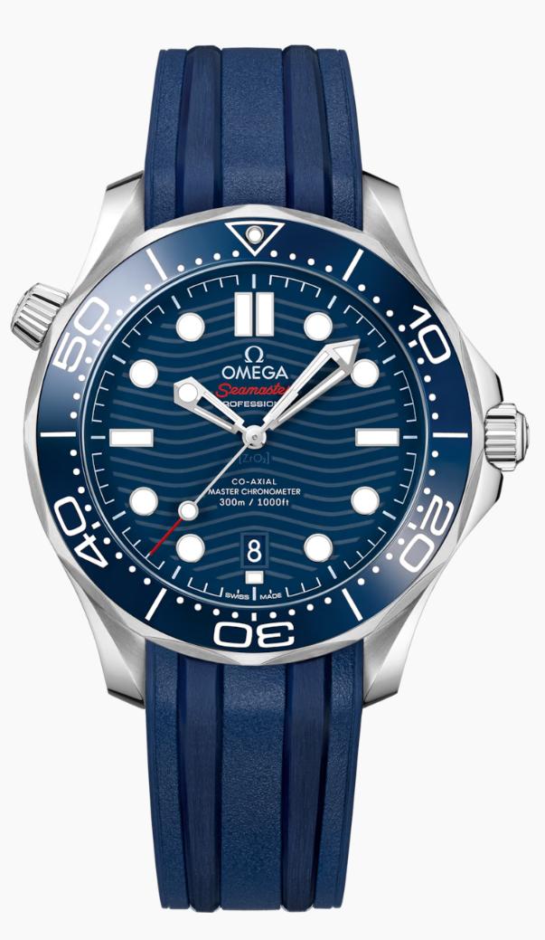 Omega Seamaster Diver 300M Blue Dial Rubber Strap