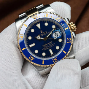 ROLEX Submariner Bluesy 18kt Gold & SS Blue Sunburst Dial 116613LB