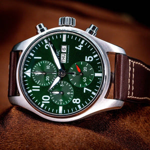 IWC Pilot Chronograph - 41mm Stainless Steel Green Dial Men's Watch (IW388103)
