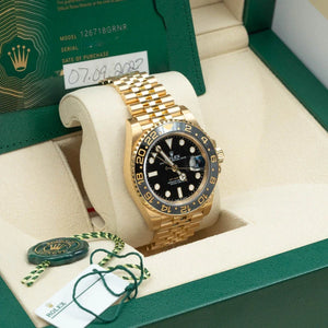 Rolex GMT-Master II 126718GRNR – 40mm 18K Yellow Gold – Black Dial