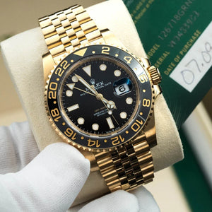 Rolex GMT-Master II 126718GRNR – 40mm 18K Yellow Gold – Black Dial