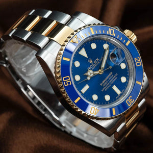 ROLEX Submariner Bluesy 18kt Gold & SS Blue Sunburst Dial 116613LB