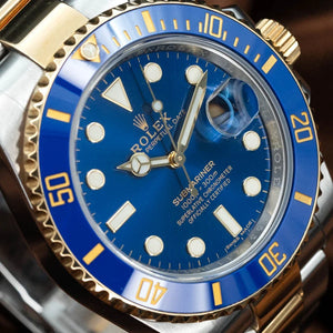 ROLEX Submariner Bluesy 18kt Gold & SS Blue Sunburst Dial 116613LB