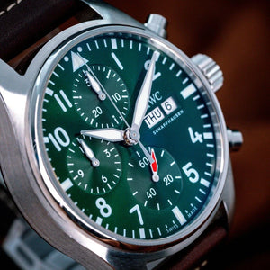 IWC Pilot Chronograph - 41mm Stainless Steel Green Dial Men's Watch (IW388103)