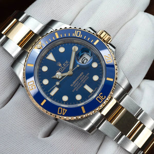 ROLEX Submariner Bluesy 18kt Gold & SS Blue Sunburst Dial 116613LB